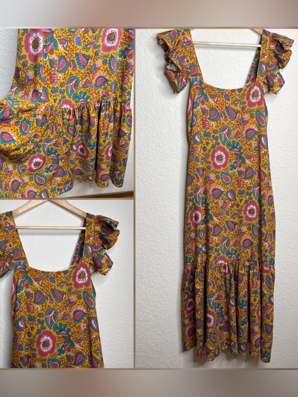 House of Harlow 1960 by Nicole Richie Floral Midi Dress Size Small 100% Rayon